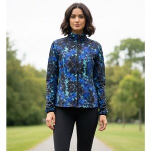 FABLETICS Zip Front Closure Windbreaker, Women's Size 8, Blue, Black Green